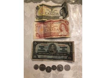 Vintage Canadian Coins & Paper Money - Shippable.