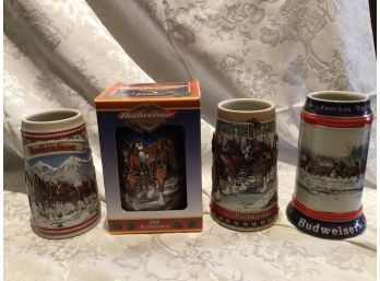 Budweiser Beer Steins - Lot Of 4 - Includes One In Box