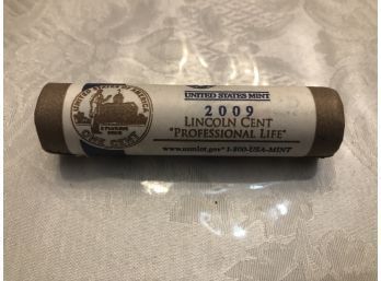 Roll Of 2009 Professional Life Lincoln Pennies From Us Mint, Sealed - Shippable.