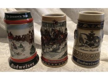 Budweiser Beer Steins - Lot Of 3