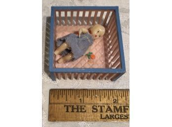 Vintage Doll House Accessories - Baby And Crib