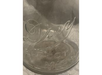 Antique Drey Perfect Mason JAR - 7 Inch, With Zinc Top