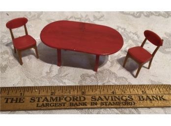 Vintage Doll House Accessories - Table And Two Chairs
