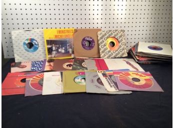 Lot Of Nearly Sixty 45 RPM Vinyl Records, Misc Artists, In Good Condition