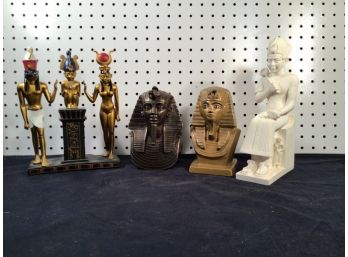 Lot Of 4 Egyptian Souvenir Statuary - In Good Condition Overall