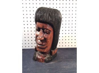 Antique Wooden Bust, Hand Carved, From Local Museum Collection