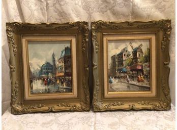 Vintage French Street Paintings - Signed