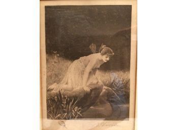 Antique Print, Signed By Artist, White Rock Soda - 1930s