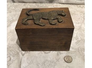 Vintage Box With Sculptural Leopard On Top