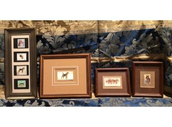 Stamps And Tobacco Cards With Dogs, Framed