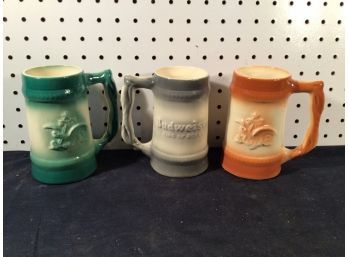 Three Budweiser Porcelain Mugs Great Condition