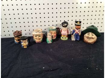 Lot Of 8 Miniature Toby Mugs By Various Makers, English, Japan, Etc.