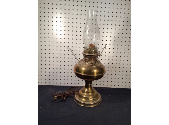 Antique Brass Oil Lamp Converted To Electricity