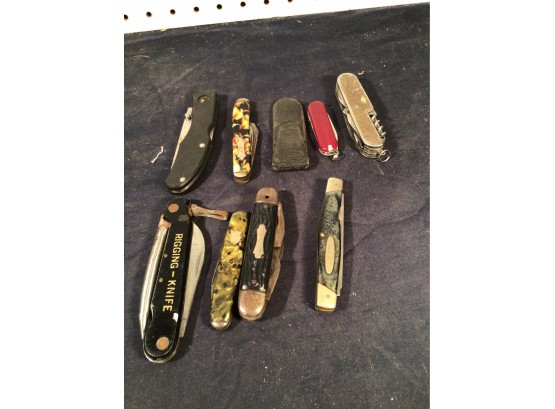 Lot Of 9 Misc Pocket Knives, Various Makers, All Vintage, Collectible