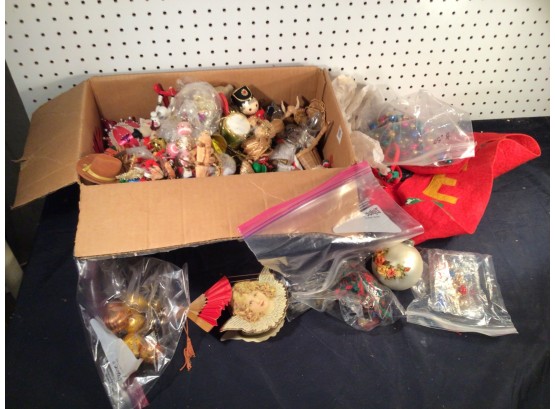 Huge Box Of Vintage Christmas Ornaments And Decorations. All Great Condition