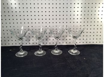 Lot Of 4 Unique Martini Glasses