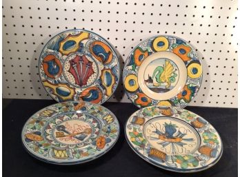 Hand Painted ITALIAN MAJOLICA Pottery Plates Made In Italy, Great Condition