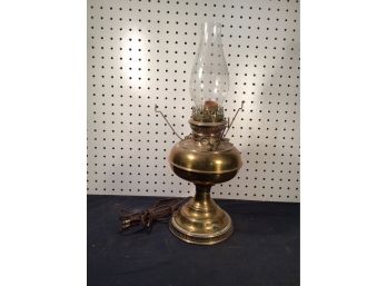 Antique Brass Oil Lamp Converted To Electricity
