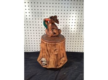 Vintage Bunny Eating A Carrot Ceramic Cookie Jar, Nice Condition