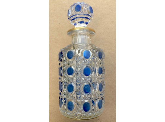 Stunning Antique Baccarat Blue Hobnail And Gold Perfume Bottle 4 34''