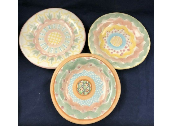 Set Of 3 Rare Vintage Mackenzie Ceramic Plates- Madison And Heather Taylor