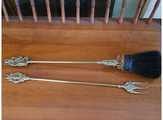 ANTIQUE BRASS FIREPLACE TOOLS