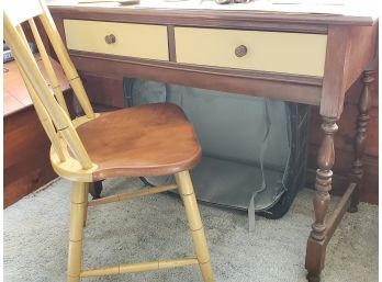 VINTAGE DESK WITH HITCHCOCK STYLE CHAIR