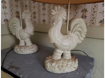 VINTAGE PAIR OF ROOSTER LAMPS