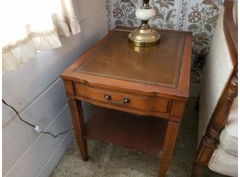 VINTAGE LEATHER TOP END TABLE