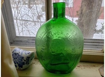 VINTAGE GREEN GLASS  BOTTLE