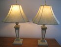 Pair Of  Attractive Leather Shaded Lamps