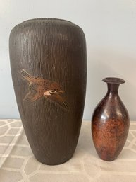 Vintage Nippon Vase And Small Metal Bud Vase