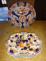 Decorative Orange And Blue Asian Ware