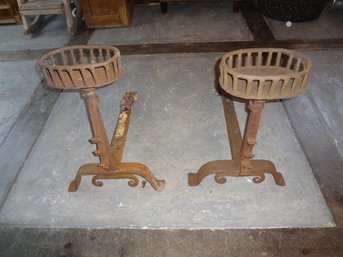 Antique Cook Front  Andirons Or Use For Garden Decorative Decor