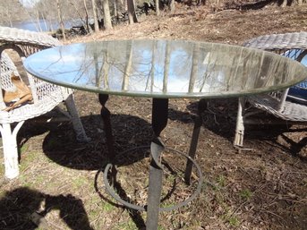 Wrought Iron Table With Mirror Glass Top