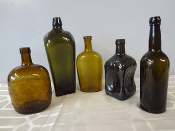 Vintage Green & Amber Bottles