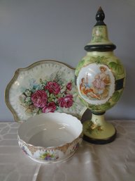 Antique  Porcelain And Lidded Urn