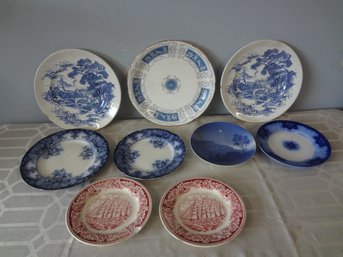 Lot Of Assorted Antique Plates Including Blue Flow Ware