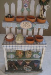 Wooden Egg & Plant Stand Decor