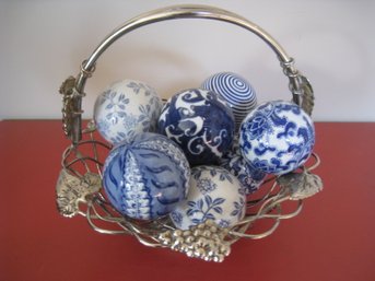 Beautiful Basket Of Blue And White Spheres