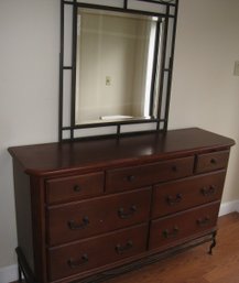 Dresser And Mirror With Wrought Iron Legs