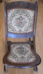 Folding Vintage Rocker With Tapestry Seating