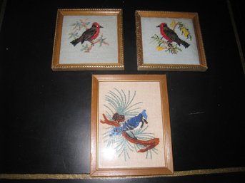 Cross Stitch Birds Set Of Three
