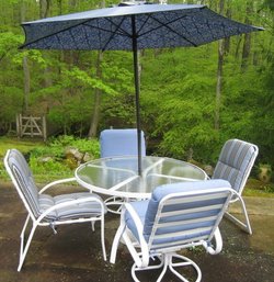 Telescope Brand - Patio Table, Umbrella And Two Chairs