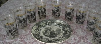 Black And White Vintage Glasses And Plate