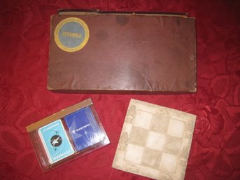 Vintage Scrabble Game And Card Set, And Tic Tac Toe