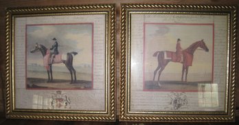 Pair Of Two Portature Pictures Of Horses