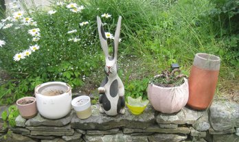 Assorted Pot Lot And The Garden Bunny
