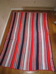 Red White And Blue -hand Knit Afghan