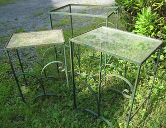 Set Of Outdoor Glass Top Nesting Tables